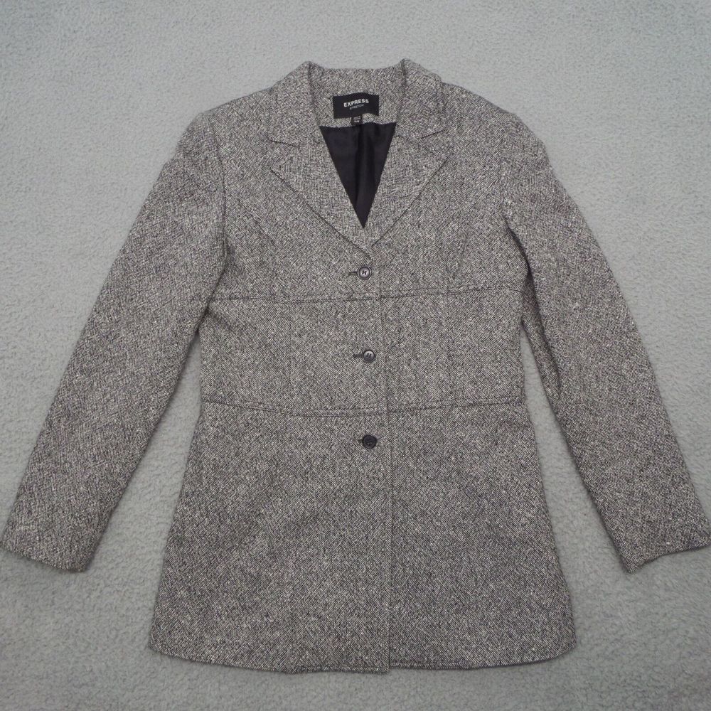 Express Blazer Women Small Gray Career Office Single Breast Textured Jacket